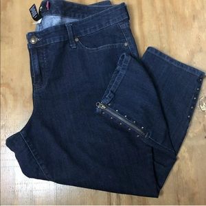Torrid Jeans Dark Wash Ankle Zip Studs Cotton